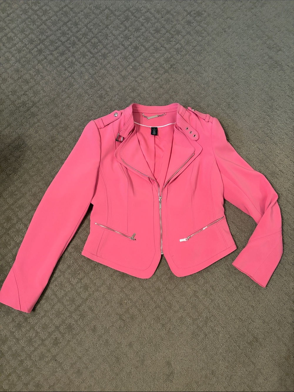 White House Black Market Pink Moto-Style Blazer